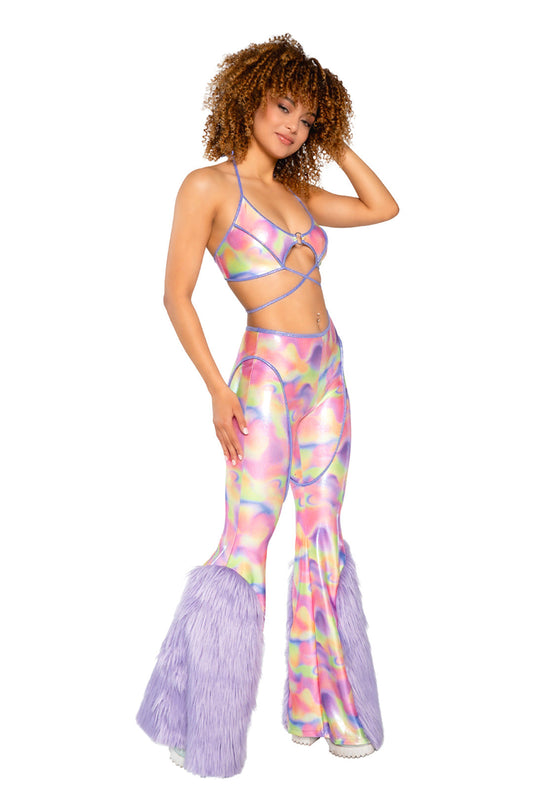 Faux Fur Bell-Bottom Pant Pastel Party S M J-Valentine, Inc Women - Bottoms