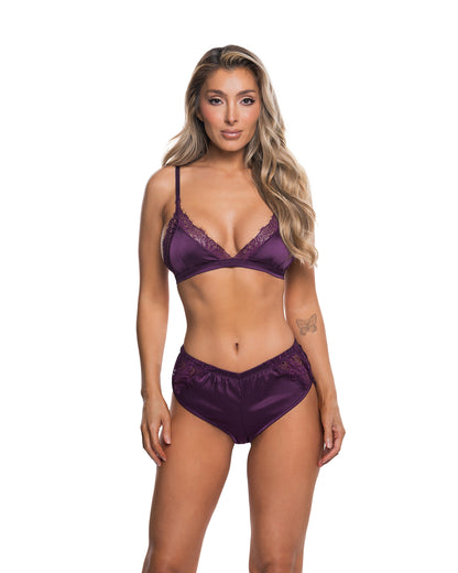 Satin Essentials 2-Piece Lounge Set Purple Roma Confidential Costume Women - Lingerie - Sets