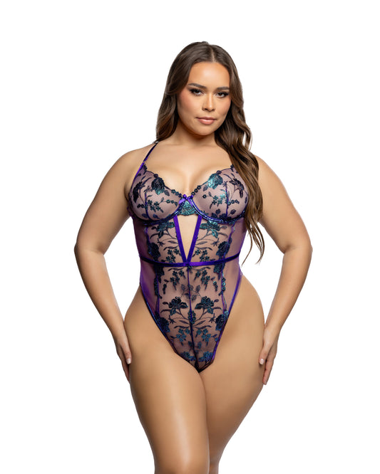 Electric Shimmer Teddy Purple Roma Confidential Costume Women - Lingerie - Teddy
