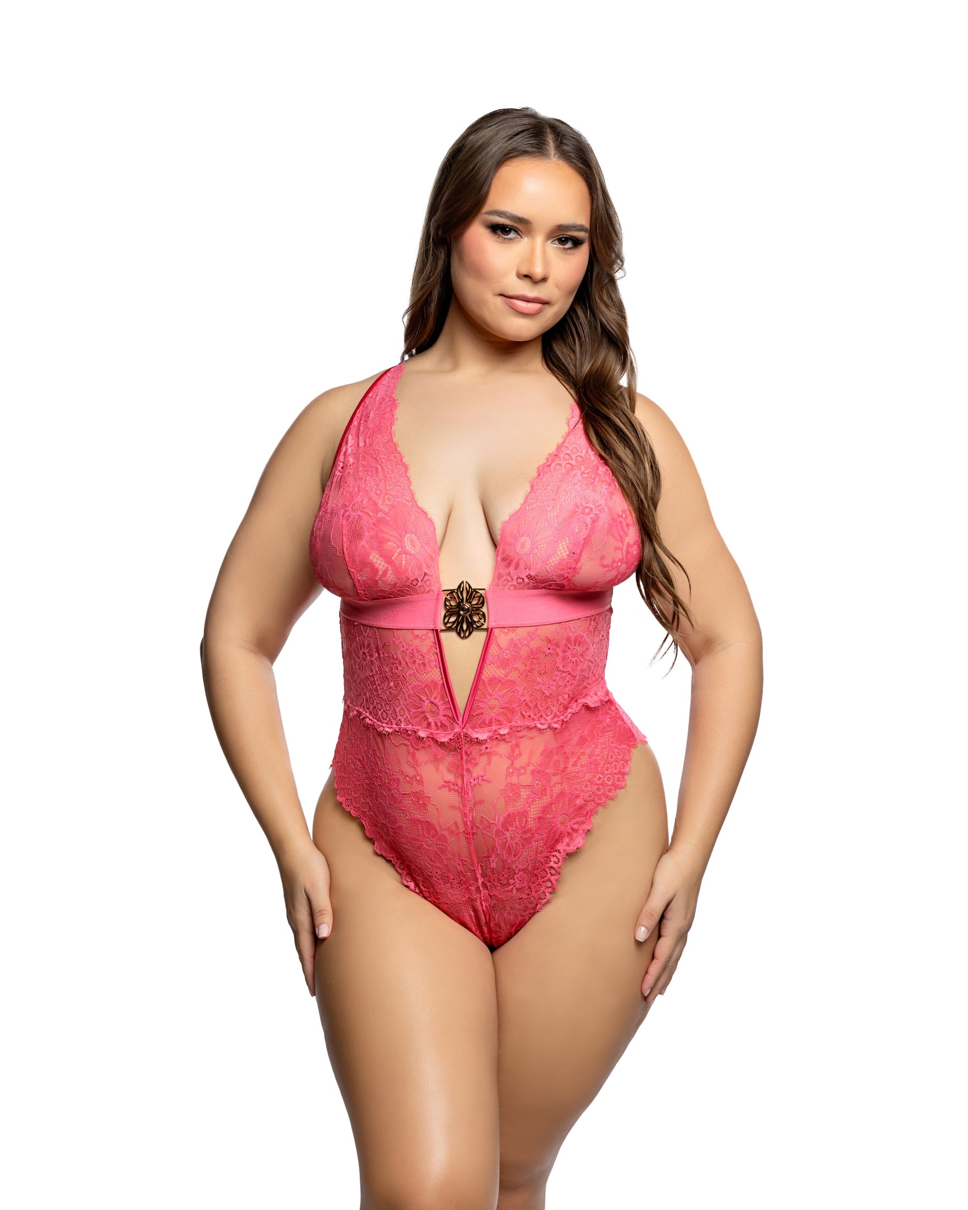 Infinite Lace Teddy Coral 1X 2X Roma Confidential Costume Women - Lingerie - Teddy