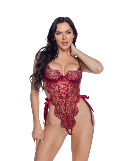 Dreamer's Lust Teddy Wine Roma Confidential Costume Women - Lingerie - Teddy