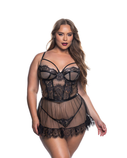 Eden Babydoll 2-Piece Set Black Roma Confidential Costume Women - Lingerie - Babydolls