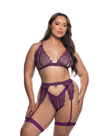 Lace Fetish 2-Piece Set Purple 1X 2X Roma Confidential Costume Women - Lingerie - Sets