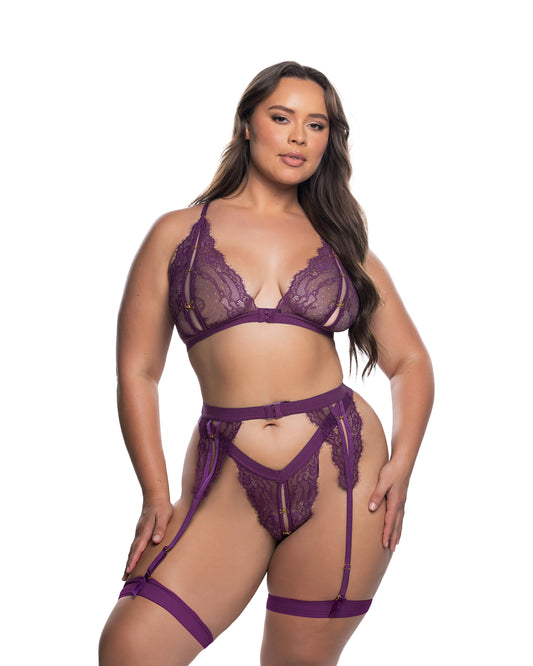 Lace Fetish 2-Piece Set Purple 1X 2X Roma Confidential Costume Women - Lingerie - Sets