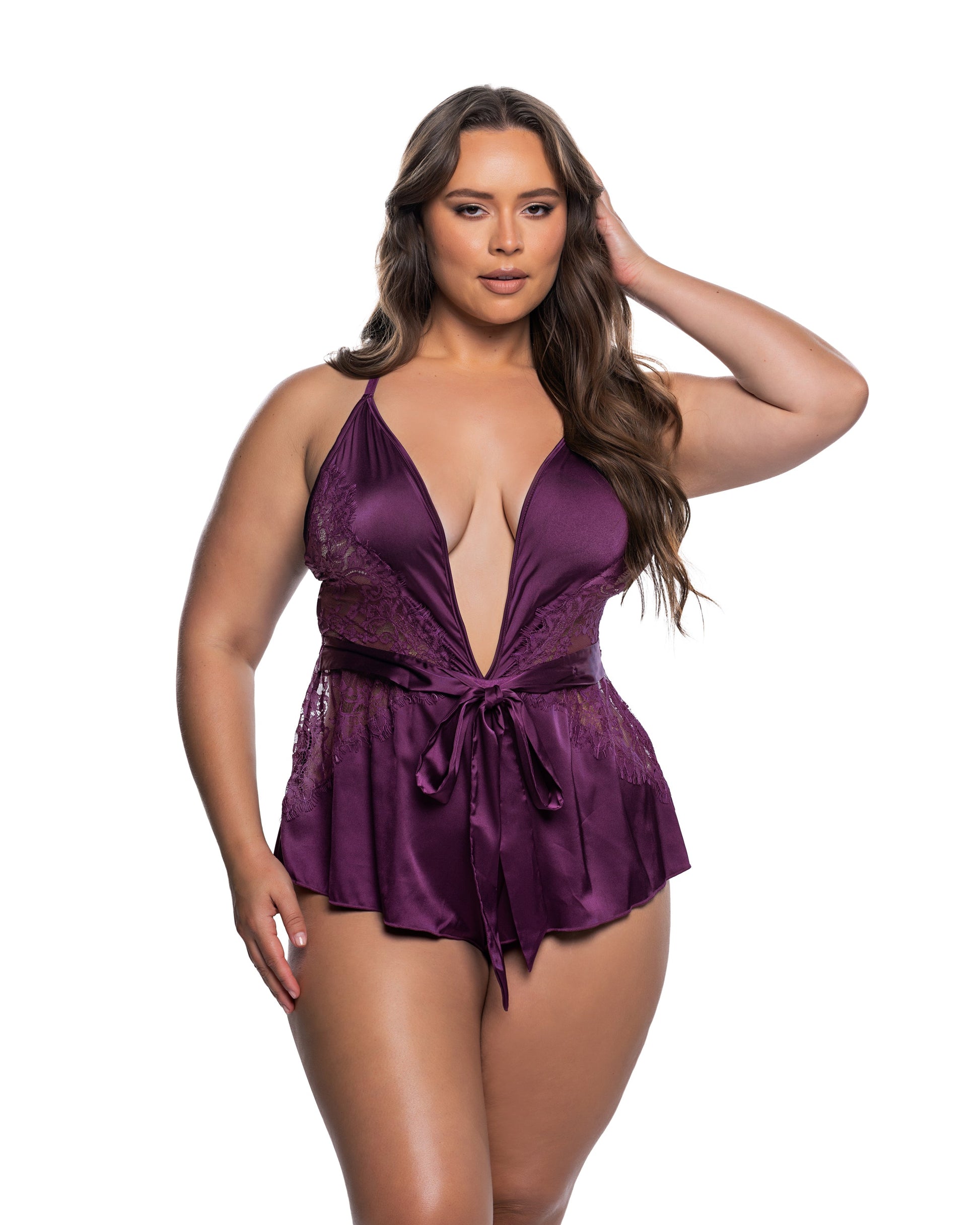 Moonlight Kiss Romper Purple 1X 2X Roma Confidential Costume Women - Lingerie - Shapewear & Bodysuits