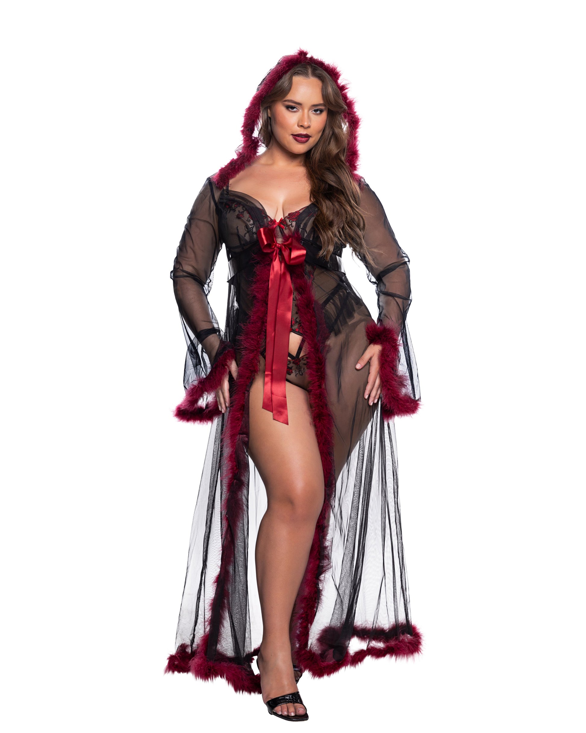 Fantasy Luxe Glam Robe Black Merlot Queen Roma Confidential Costume Women - Sleepwear - Robes
