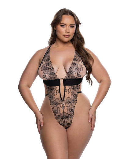 Orchid Blossom Teddy Nude Black Roma Confidential Costume Women - Lingerie - Teddy
