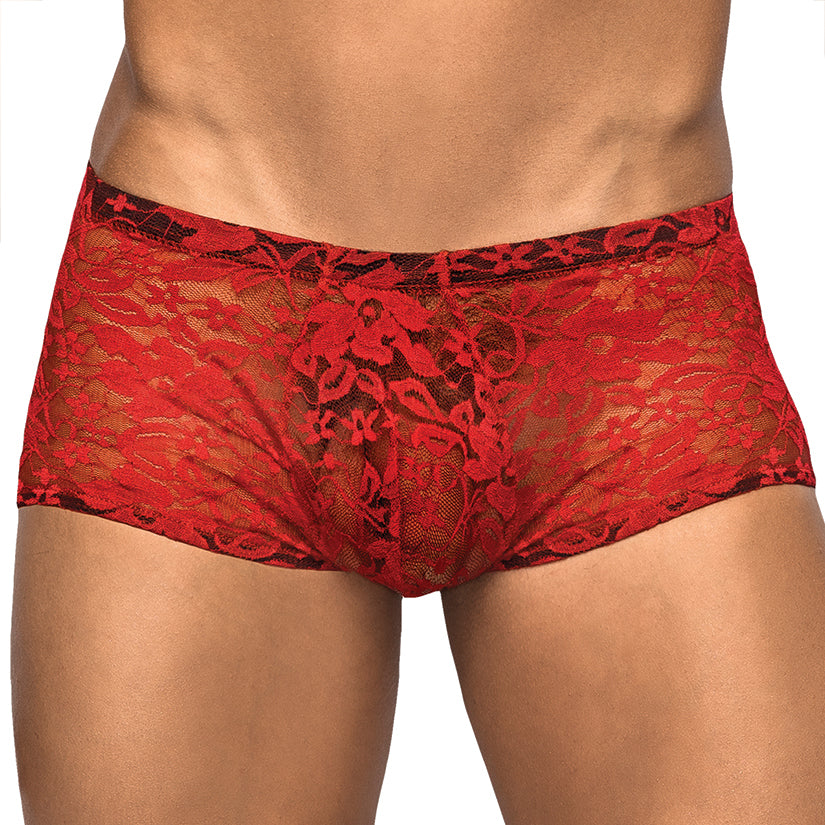 Male Power Stretch Lace Mini Short-Red Medium-Boxed Default Title MAGIC MOMENTS INTERNATIONAL Men