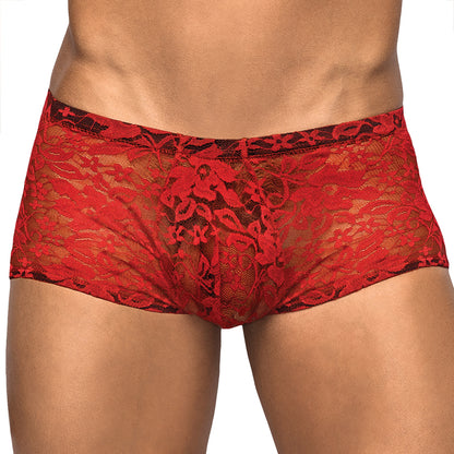 Male Power Stretch Lace Mini Short-Red Medium-Boxed Default Title MAGIC MOMENTS INTERNATIONAL Men