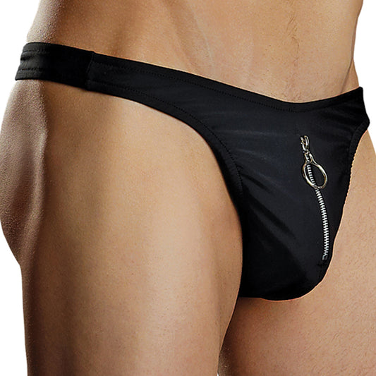 Male Power Nylon Spandex Zipper Thong-Black L/XL-Boxed Default Title MAGIC MOMENTS INTERNATIONAL Men