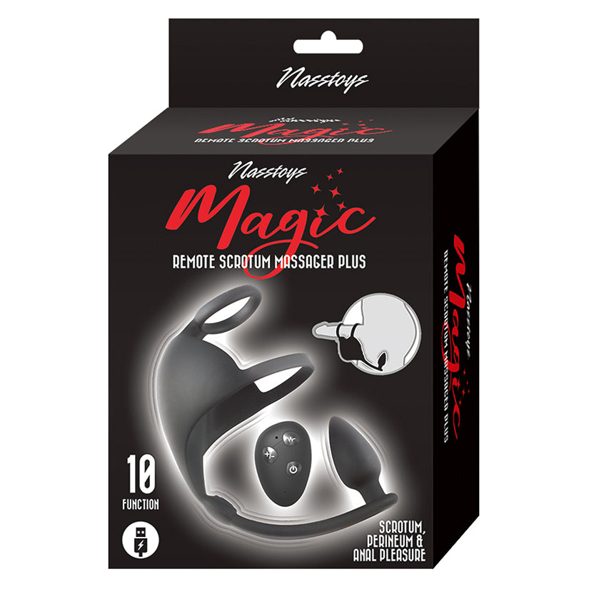 Magic Remote Scrotum Massager Plug-Black
