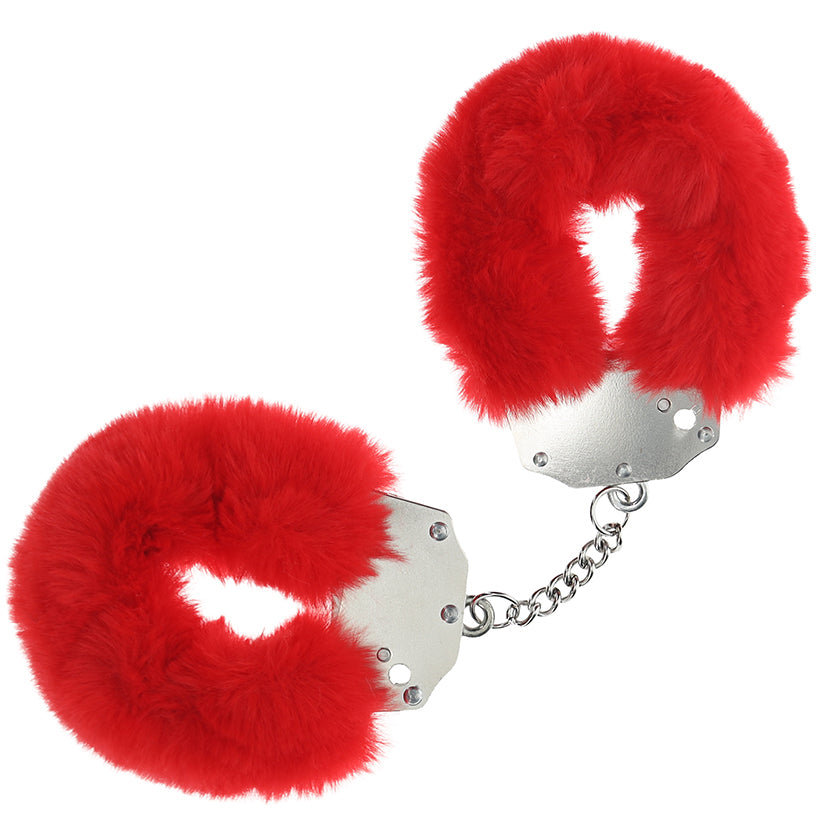 Ouch Heavy Duty Fluffy Handcuffs-Red