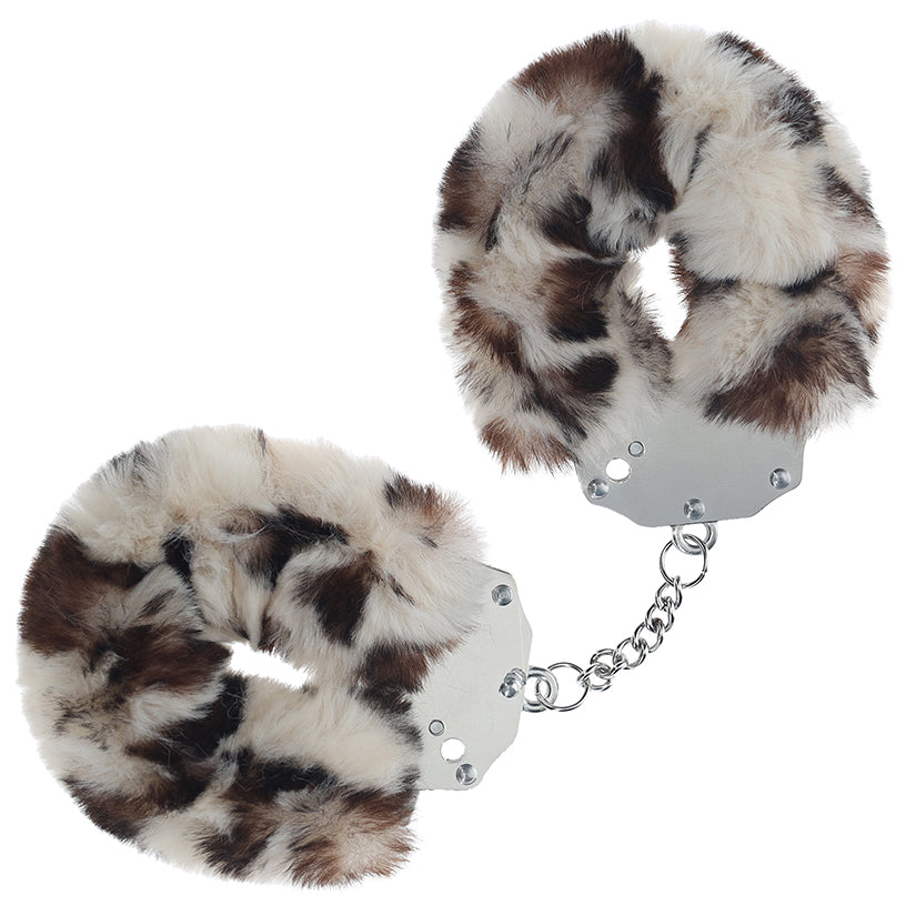 Ouch Heavy Duty Fluffy Handcuffs-SnowLeopard