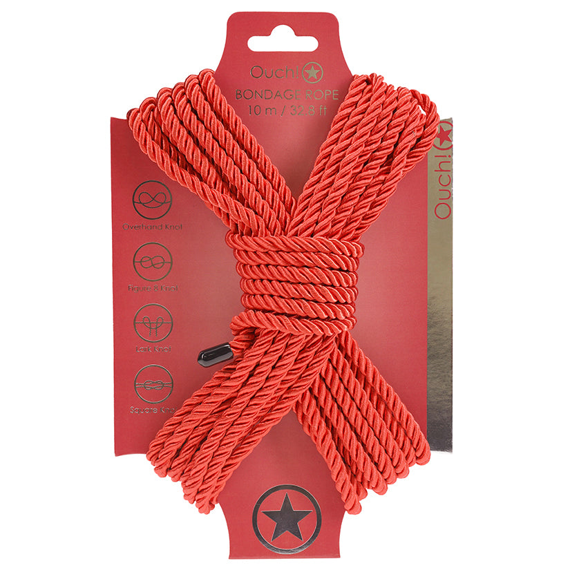 Ouch Bondage Rope-Red 10M Default Title Shots America Toys - Fetish
