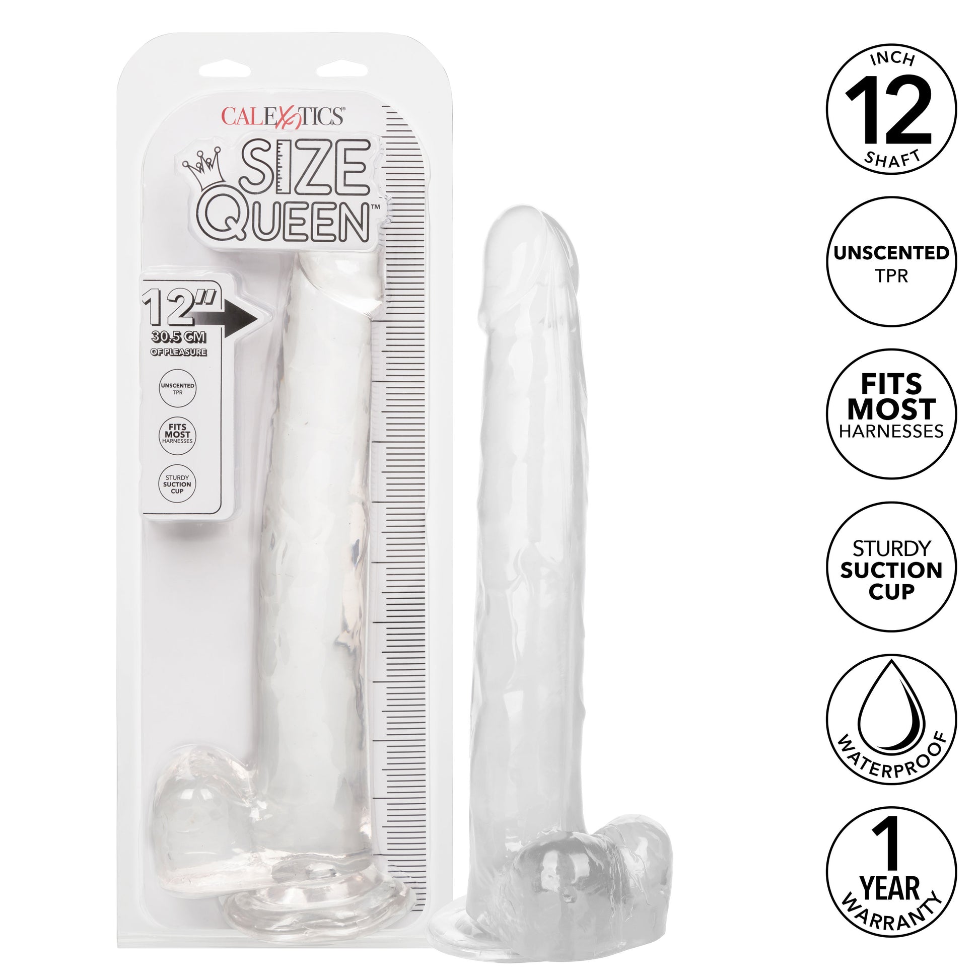 Size Queen 12 inch/30.5 Cm - Clear Default Title CalExotics - California Exotic Novelties Toys - Dildos