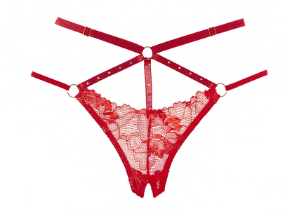 Allure Margot Lace Bralette & Crotchless Panty Red O/s Allure Lingerie Women - Lingerie - Sets