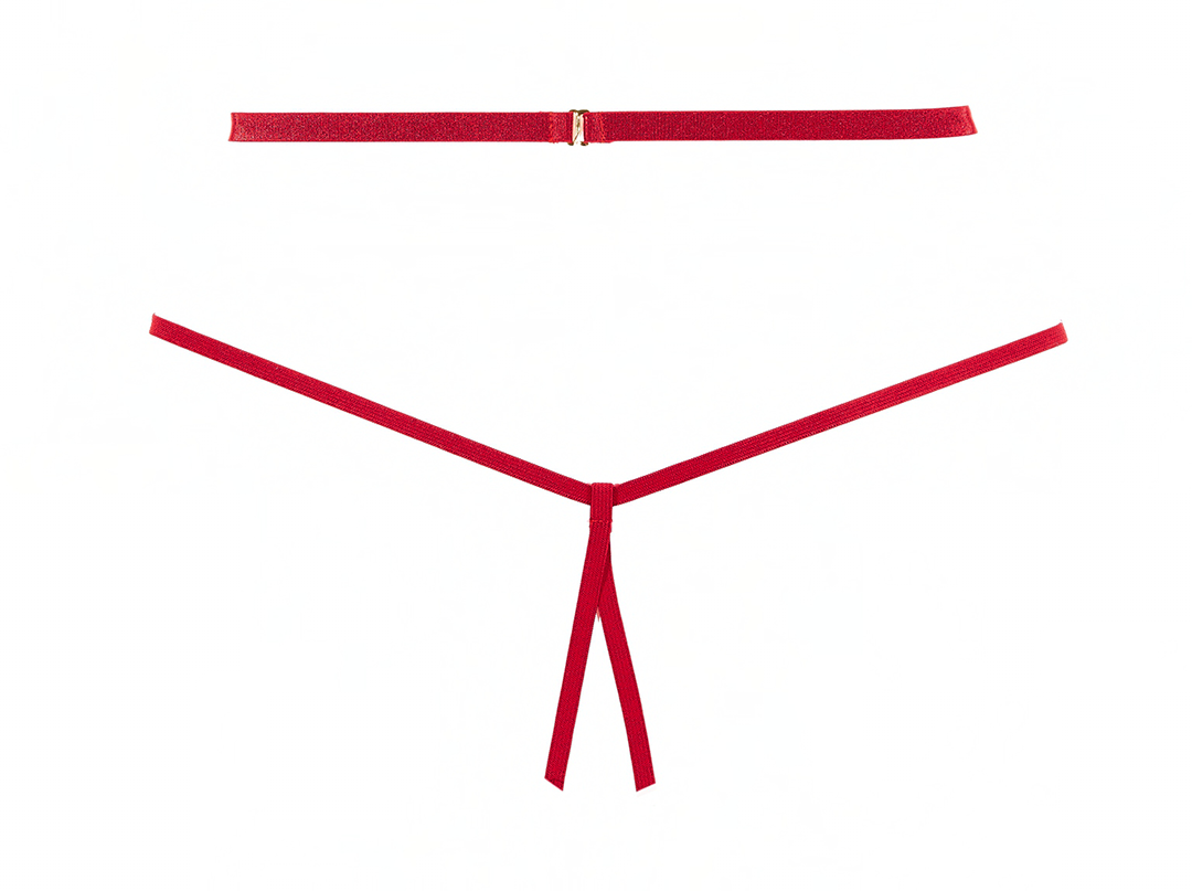 Allure Margot Lace Bralette & Crotchless Panty Red O/s Allure Lingerie Women - Lingerie - Sets