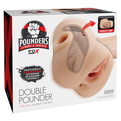 PDX Plus Double Pounder Vibrating Squeeze Stroker-Light Default Title Pipedream Products Toys - Masturbators