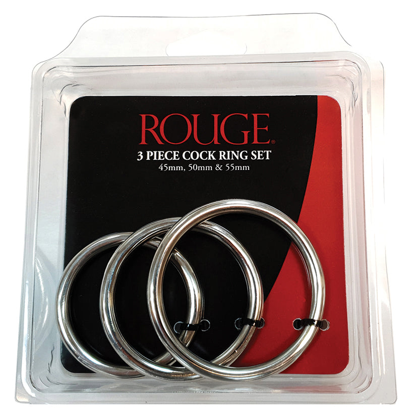 Rouge Group Stainless Steel 3 Piece Cock Ring Set (45/50/55mm) In Clamshell Default Title ROUGE GROUP LTD Toys - Cockrings