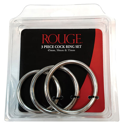 Rouge Group Stainless Steel 3 Piece Cock Ring Set (45/50/55mm) In Clamshell Default Title ROUGE GROUP LTD Toys - Cockrings