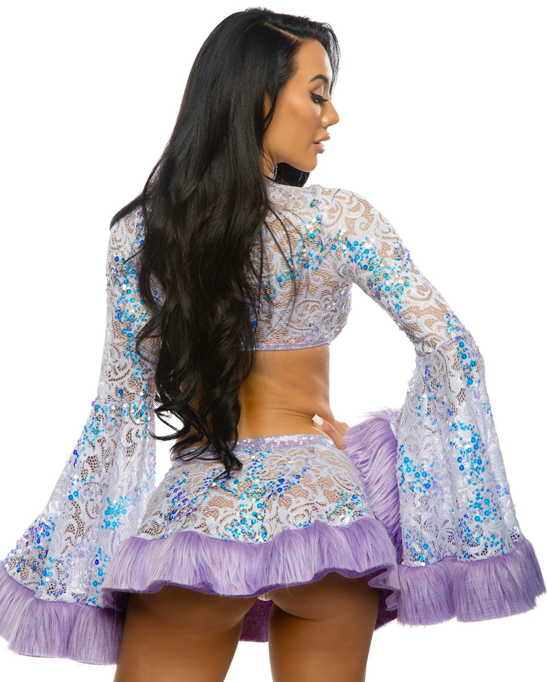 Sequin Faux Fur Trimmed Skirt J-Valentine, Inc Women - Bottoms