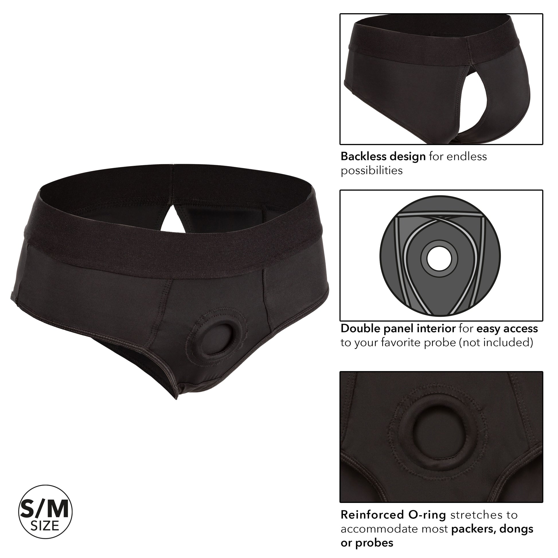 Boundless Backless Brief - S/m - Black Default Title CalExotics - California Exotic Novelties Toys - Fetish