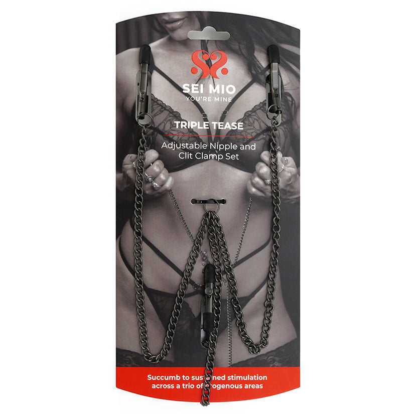 SEI MIO Triple Tease Adjustable Nipple and Clit Clamp Set
