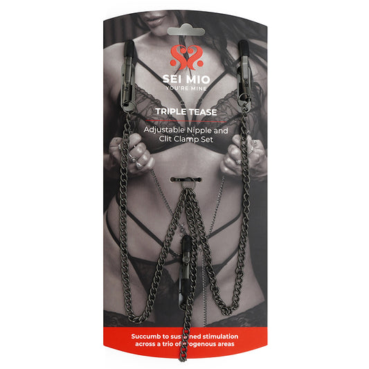 SEI MIO Triple Tease Adjustable Nipple and Clit Clamp Set