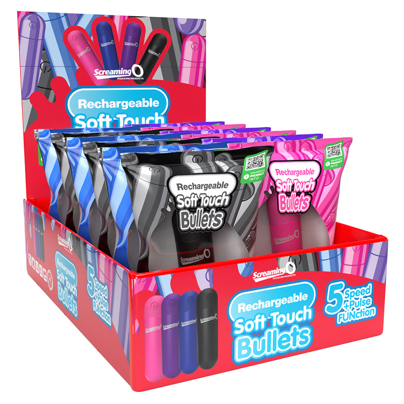 Screaming O Soft Touch Rechargeable Bullets in POP Box 12-Assorted