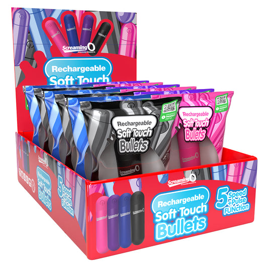 Screaming O Soft Touch Rechargeable Bullets in POP Box 12-Assorted