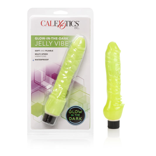 Glow-in-the-Dark Jelly Penis Vibe 7 Inches - Green Default Title CalExotics - California Exotic Novelties Toys - Vibrators
