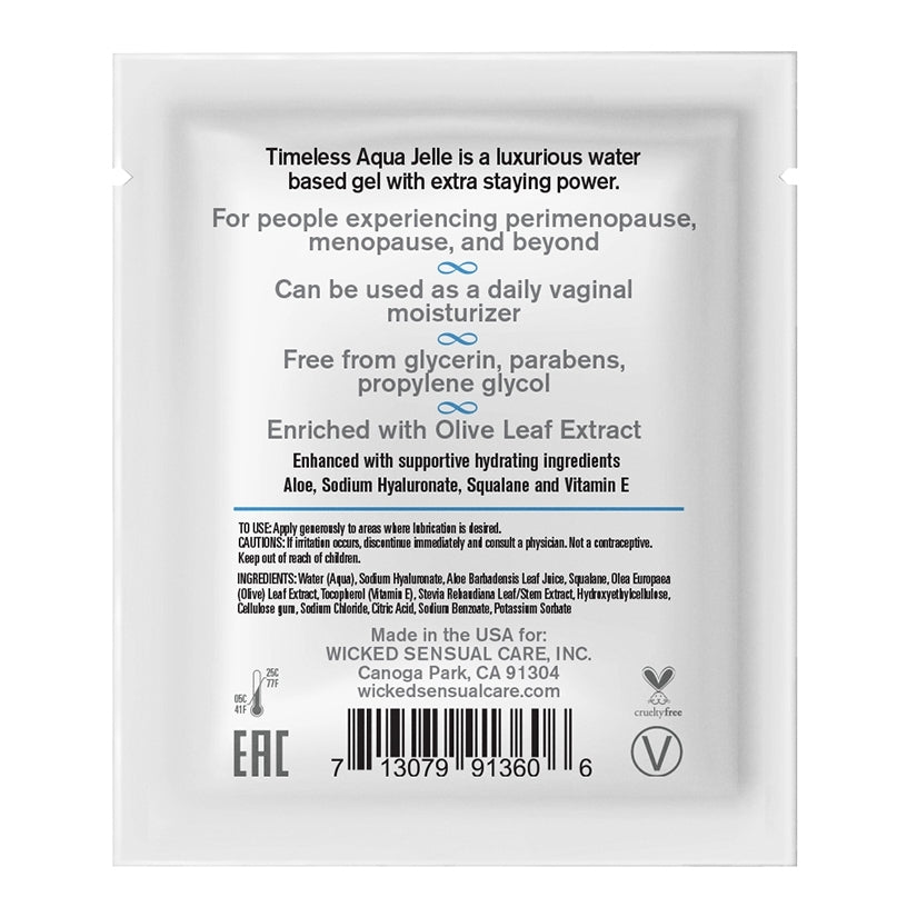 Wicked Sensual Simply Timeless Packet Aqua Jelle Wicked Sensual Care Sexual Wellness - Lubricants