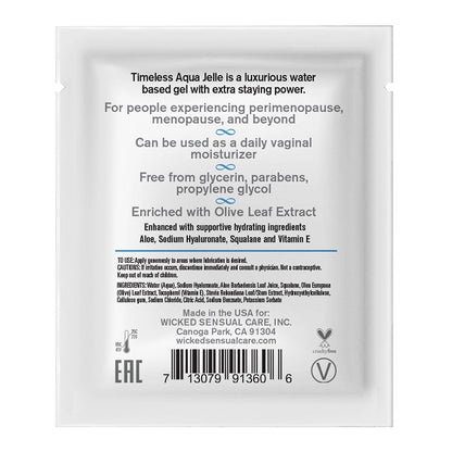 Wicked Sensual Simply Timeless Packet Aqua Jelle Wicked Sensual Care Sexual Wellness - Lubricants