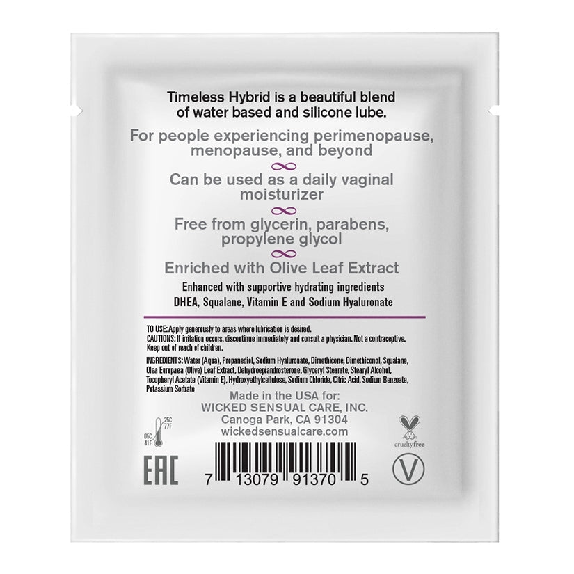Wicked Sensual Simply Timeless Packet Hybrid Wicked Sensual Care Sexual Wellness - Lubricants