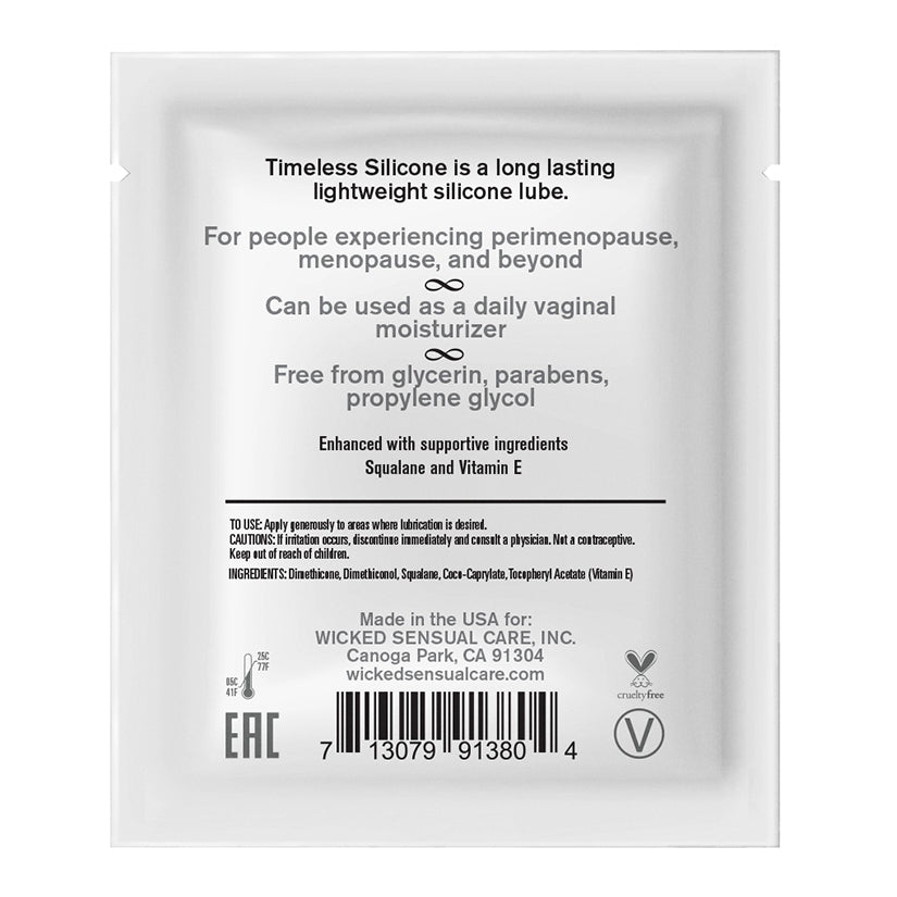 Wicked Sensual Simply Timeless Packet Silicone Wicked Sensual Care Sexual Wellness - Lubricants
