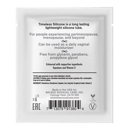 Wicked Sensual Simply Timeless Packet Silicone Wicked Sensual Care Sexual Wellness - Lubricants