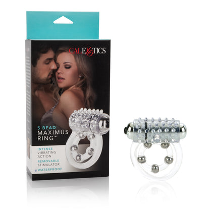 Maximus Enhancement Ring 5 Stroker Beads Rechargeable Clear Default Title CalExotics - California Exotic Novelties Toys - Cockrings