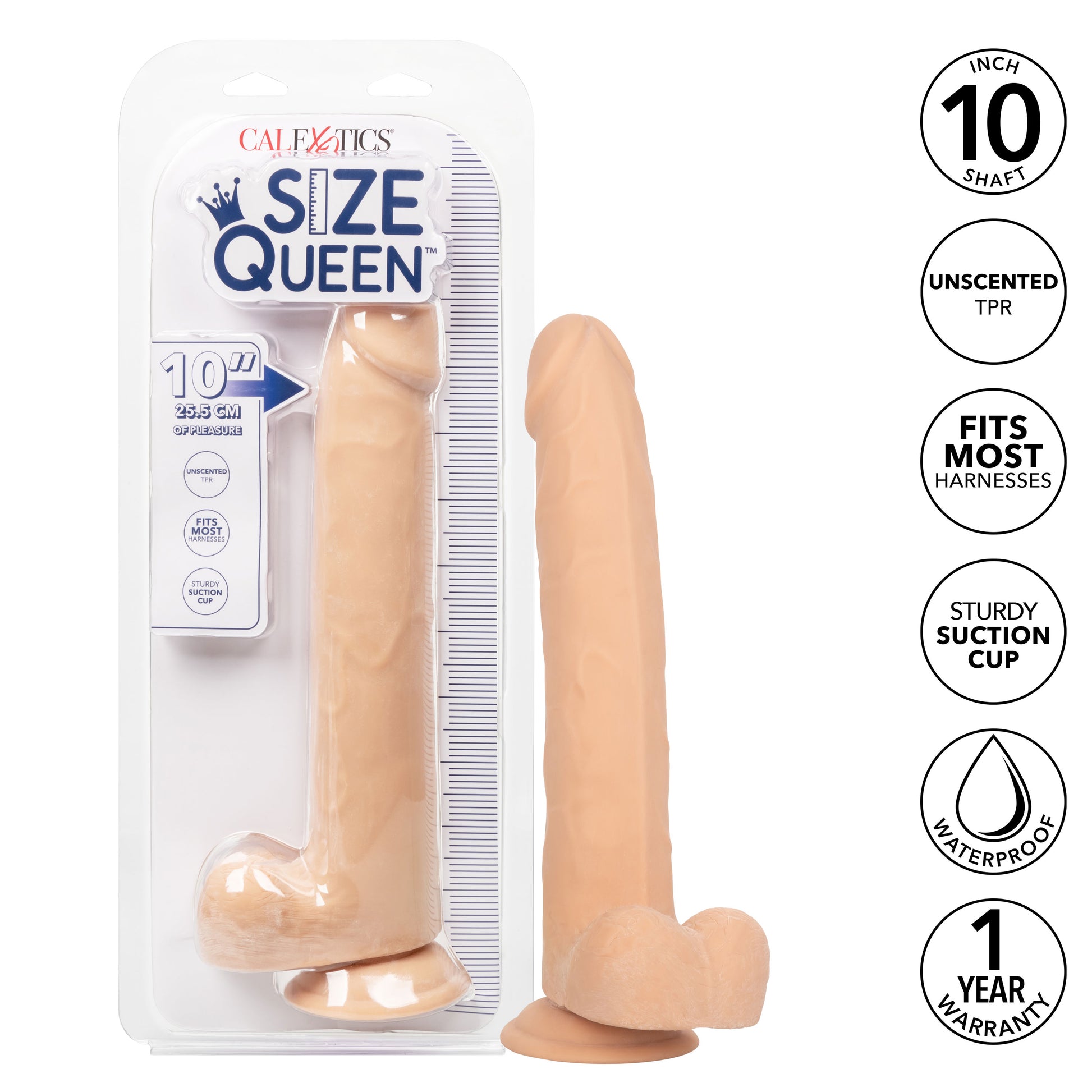 Size Queen 10 inch/25.5 Cm - Ivory Default Title CalExotics - California Exotic Novelties Toys - Dildos