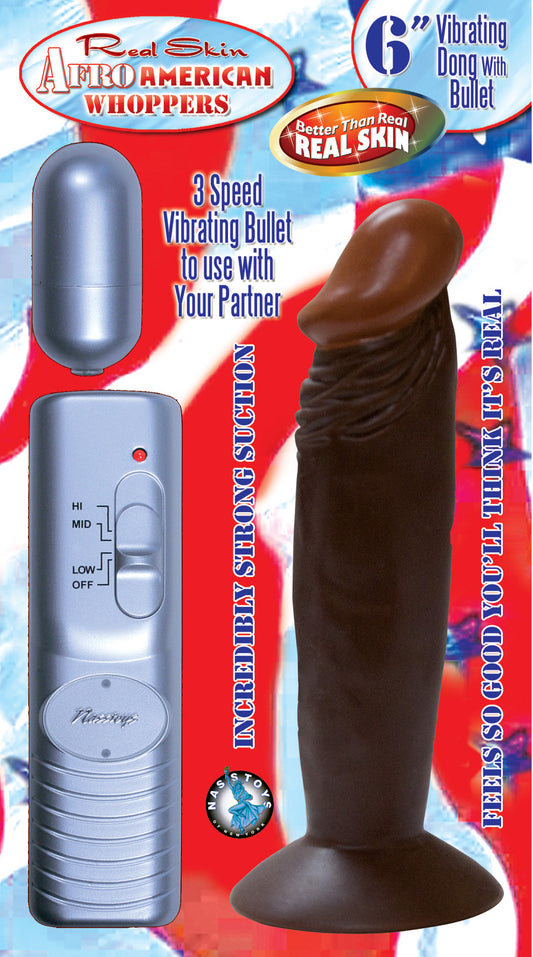 Afro American Whoppers 6 Inch Vibrating Dong With Bullet - Brown Default Title Nasstoys Toys - Dildos
