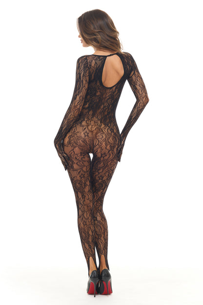 Split Up Lace Bodystocking - Black - Os Rene Rofe Women - Lingerie - Bodystocking