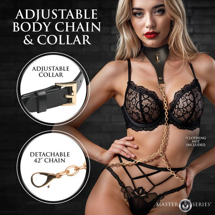 Captivate Collar With Body Chain - Black XR Brands Toys - Fetish