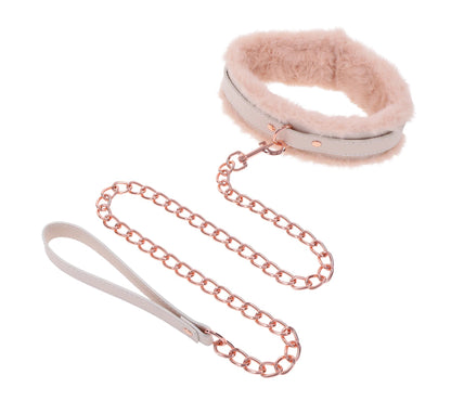S&M Peaches ‘n CreaMe Fur Collar & Leash Sportsheets Toys - Fetish