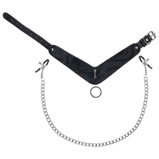 Velvet Noir Collar & Removable Clamps Sportsheets Toys - Fetish