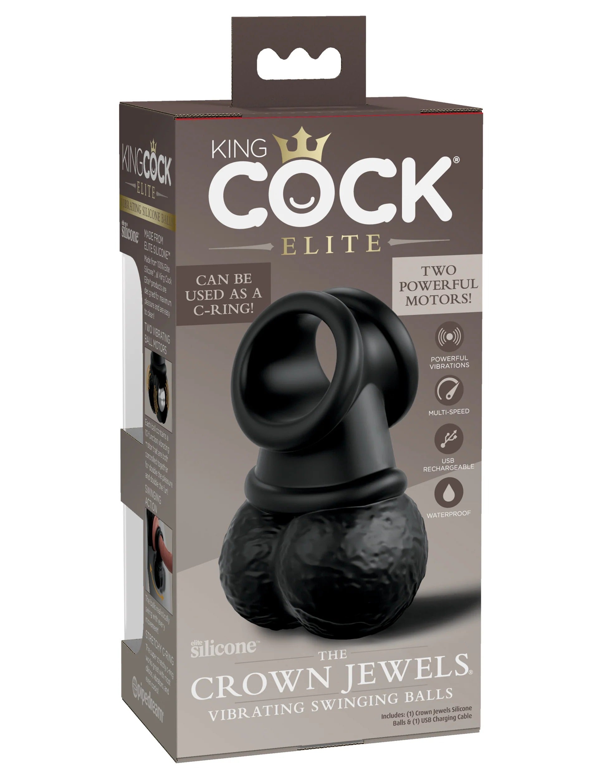 King Cock Elite The Crown Jewels Vibrating C-ring Pipedream Products Toys - Fetish