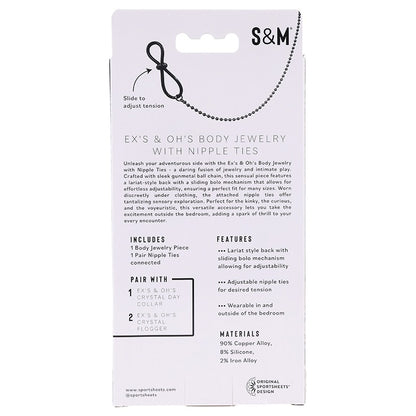 Ex's & Oh's Body Jewelry with Nipple Ties Sportsheets Toys - Fetish