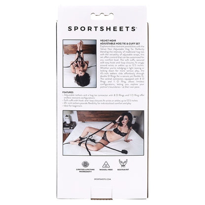 Velvet Noir Adjustable Hog Tie & Cuff Set Sportsheets Toys - Fetish