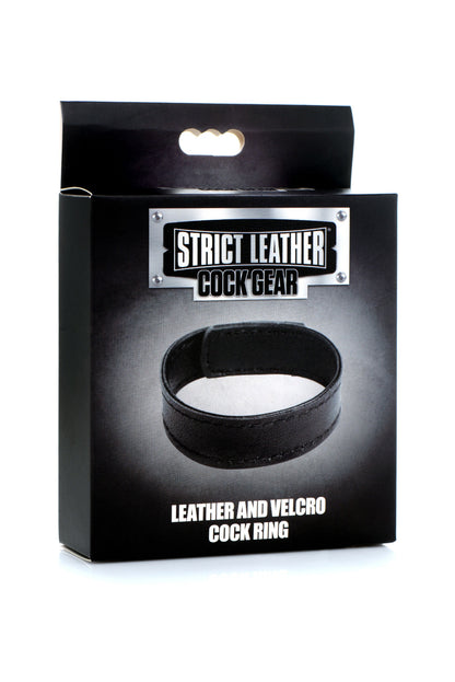Leather and Velcro Cock Ring - Black XR Brands Toys - Cockrings