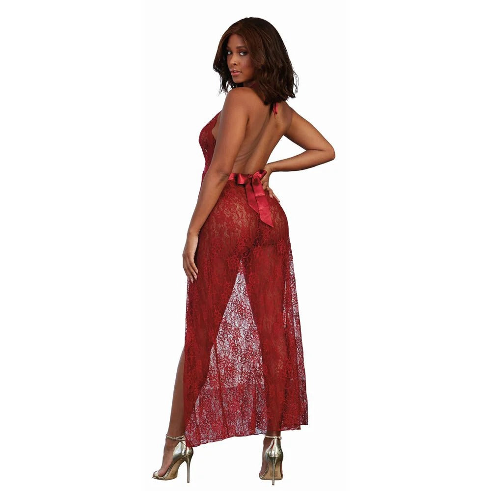 Dreamgirl Lace Gown & G-String Garnet XL Hanging Dreamgirl Women - Dress - Cocktail