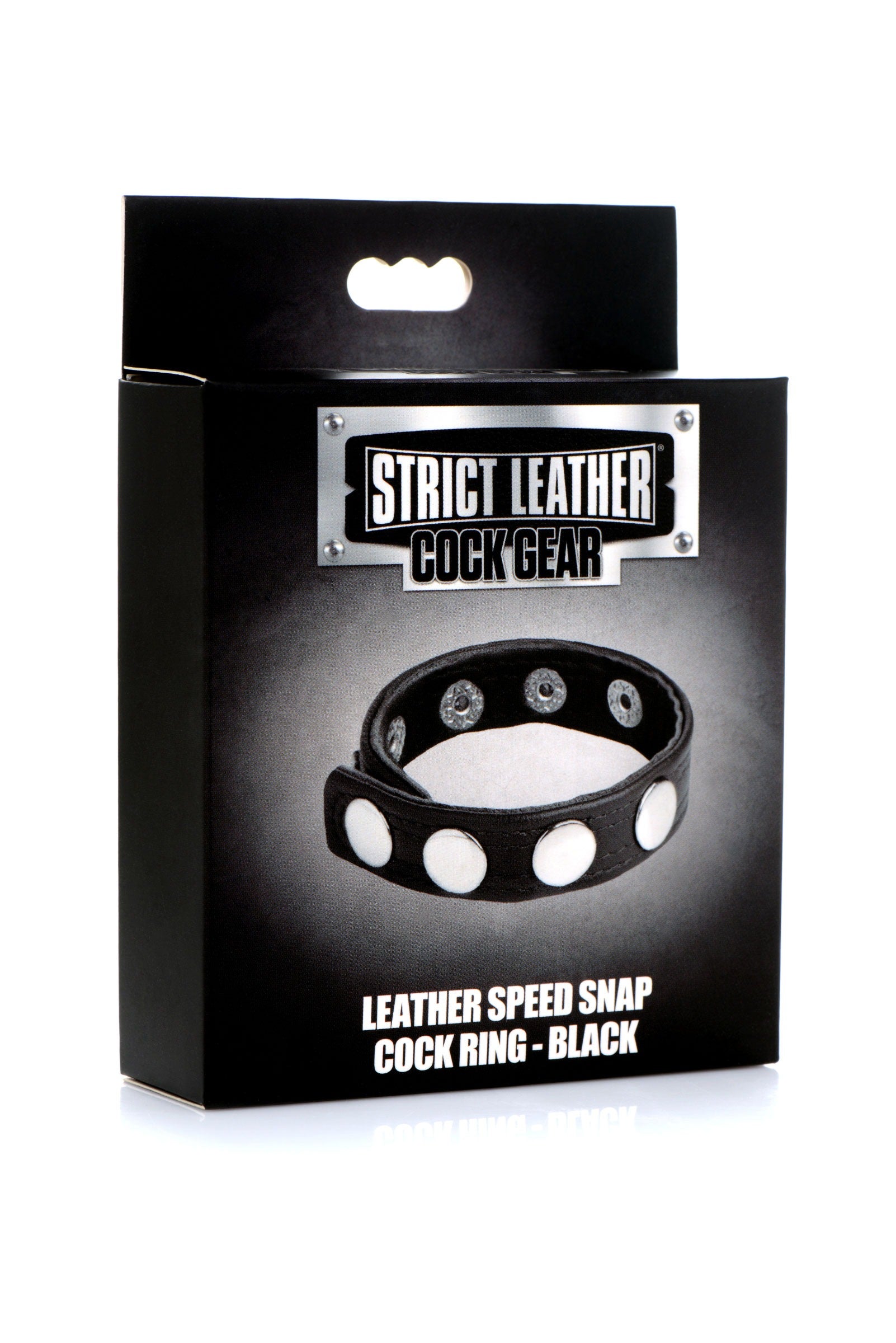 Cock Gear Leather Speed Snap Cock Ring - Black XR Brands Toys - Cockrings