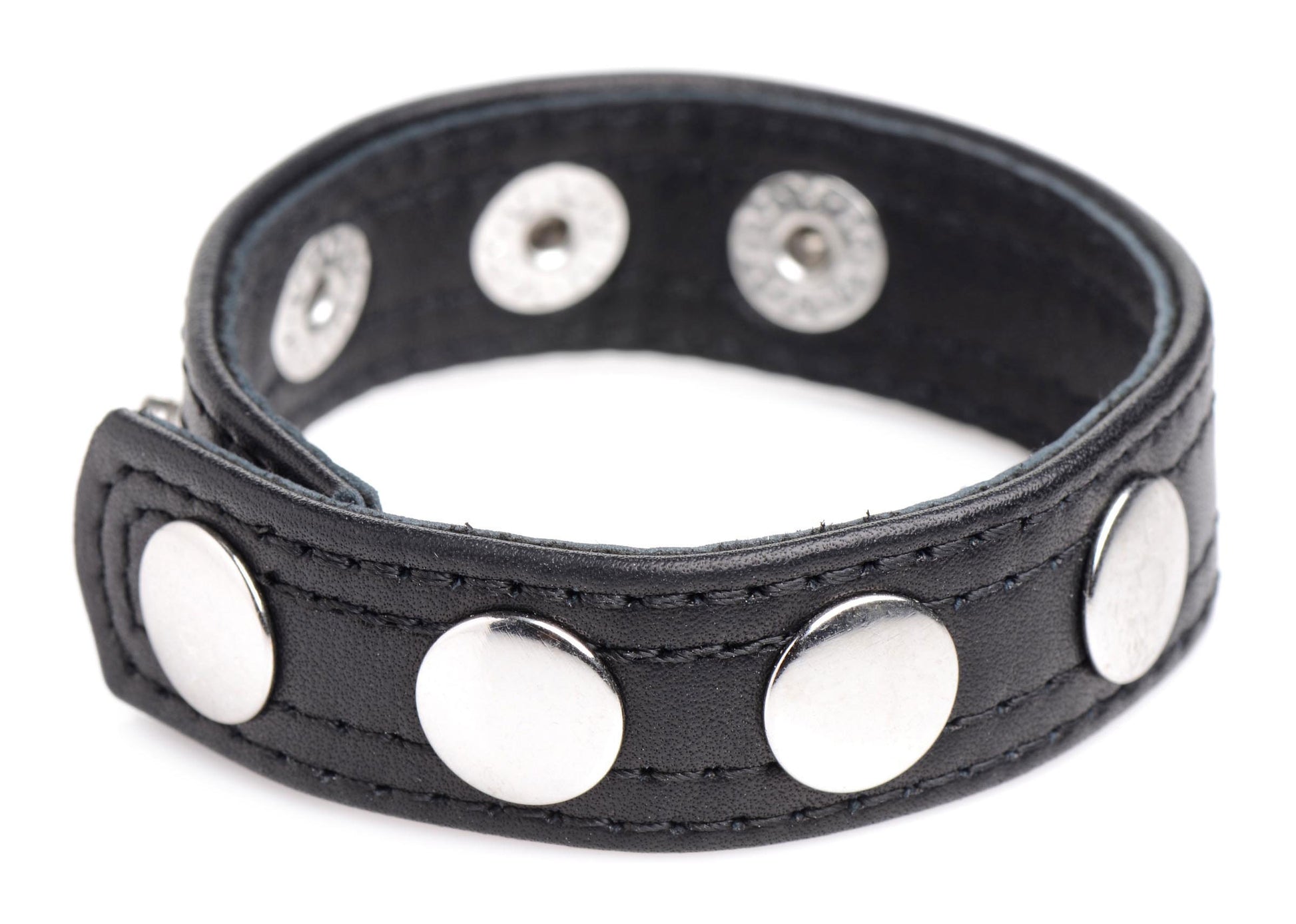 Cock Gear Leather Speed Snap Cock Ring - Black XR Brands Toys - Cockrings